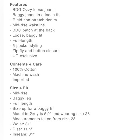 🌸NWT🌸Urban Outfitters BDG Ozzy Loose Jean - Picture 7 of 11